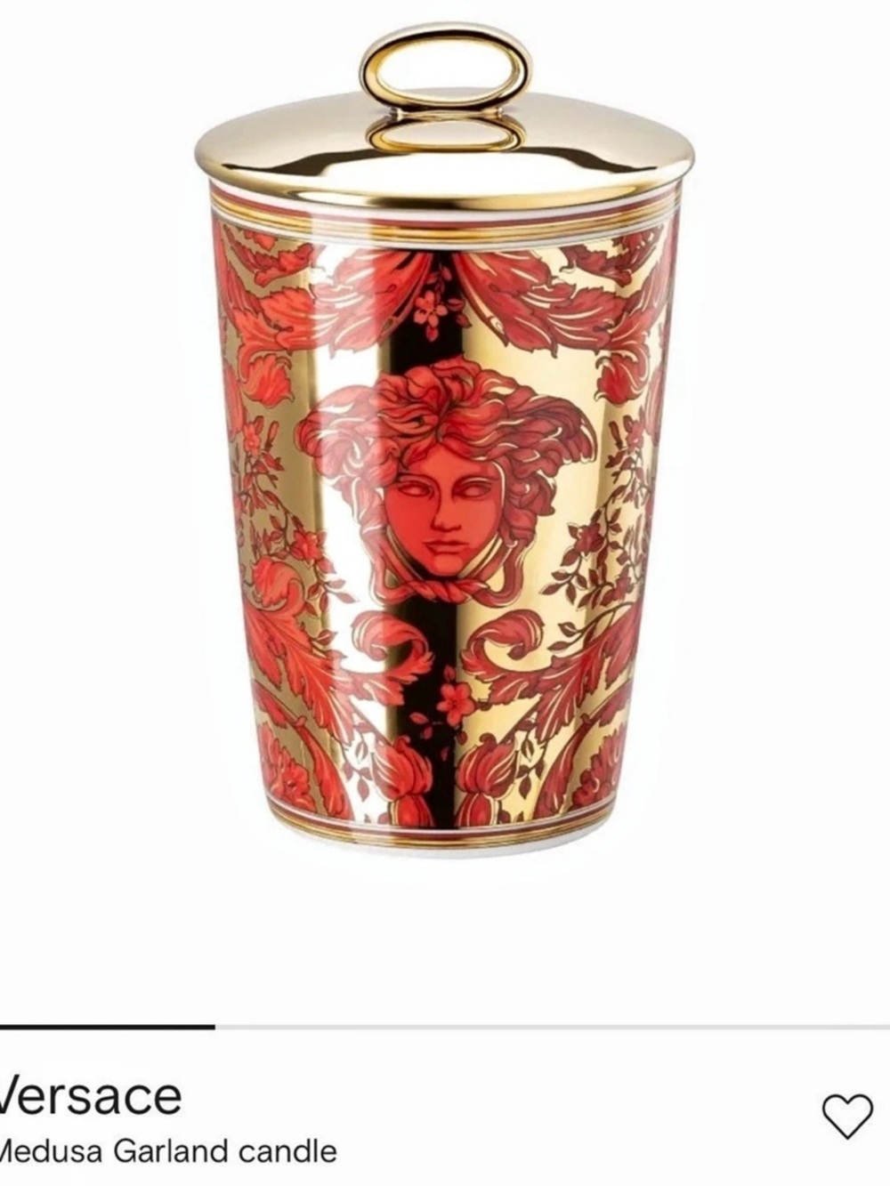 Versace Medusa Garland Candle in Red & Gold NWT